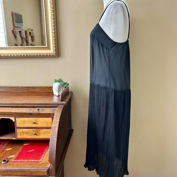 Vintage Black Sheer Micro Pleated Slip Dress Lady Carol of New York Union Made L - Picture 3 of 9